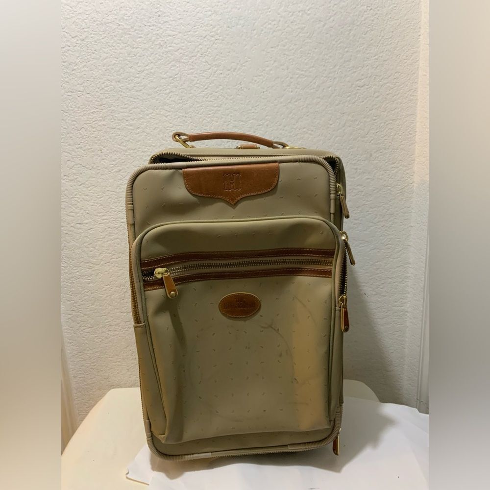 King Ranch, leather trim suitcase roller bag carry-on, luggage 18”
